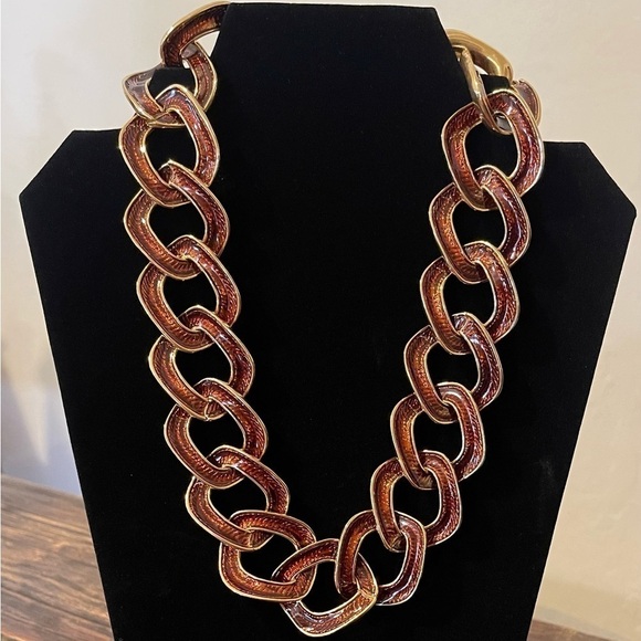 Kenneth Jay Lane Jewelry - VINTAGE KJL Kenneth Jay Lane Gold Tone Enameled Necklace Signed